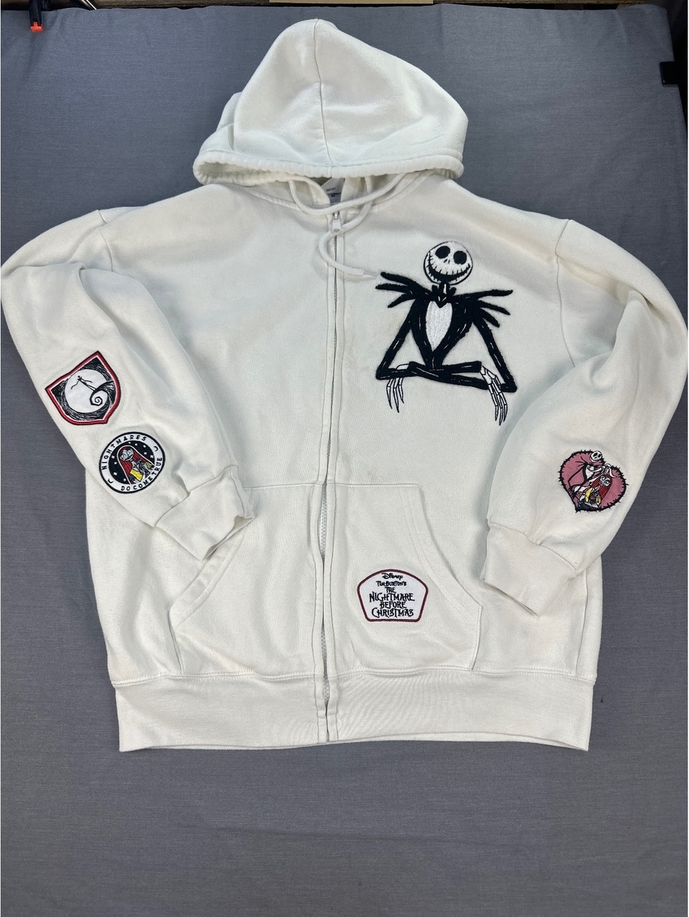 Disney Men Hoodie Tim Burton's The Nightmare Before Christmas M Ivory Cotton-40%
